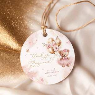 Étiquettes Cadeau Fille rose Teddy Ours Ballons Merci Beary beaucoup