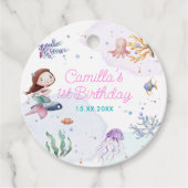 Étiquettes Cadeau Fille Sirène 1ère fête d'anniversaire (Devant)