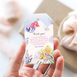 Étiquettes-cadeau Fille Sirène 1ère fête d'anniversaire