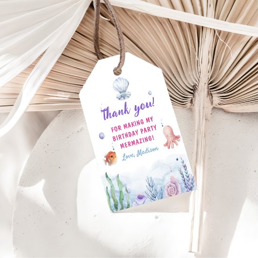 Étiquettes-cadeau Fille Sirène 1ère fête d'anniversaire