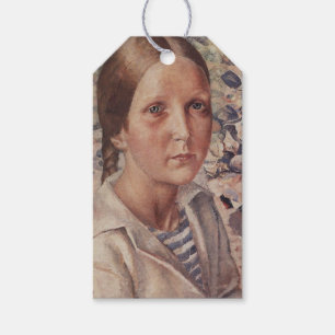 Étiquettes-cadeau Fille sur une plage de galets