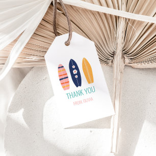 Étiquettes-cadeau Fille Surfboard Beach anniversaire Merci Favor Fav