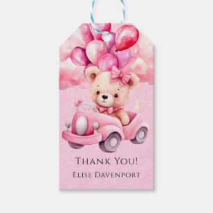 Étiquettes-cadeau Fille Teddy Oear Vintage Baby shower de voiture Me