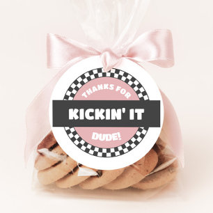 Étiquettes Cadeau Filles À damiers Skateboard Super Rad Anniversaire