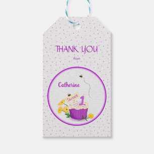 Étiquettes-cadeau Filles délicates Gâteau cupcake Wildflower 1er Ann