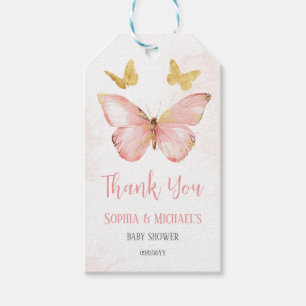Étiquettes-cadeau Filles mignonne Blush Papillon rose Baby shower Pa