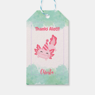 Étiquettes-cadeau Filles mignonnes Pink Axolotl 1er anniversaire