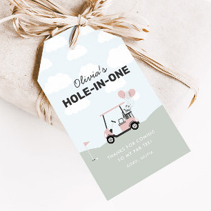 Étiquettes-cadeau Filles' Pink Hole-In-One Golf 1er Anniversaire Fav