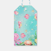 Étiquettes-cadeau Filles Rose Bleu Sous La Mer Anniversaire (Dos)