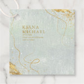 Étiquettes Cadeau Fine Lines Gold Abstrait Mariage V1 Sage ID867 (Devant)