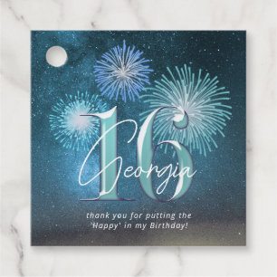 Étiquettes Cadeau Fireworks Sweet 16 ID Turquoise984
