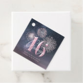 Étiquettes Cadeau Fireworks Sweet 16 Midnight Blush ID984 (En situation)