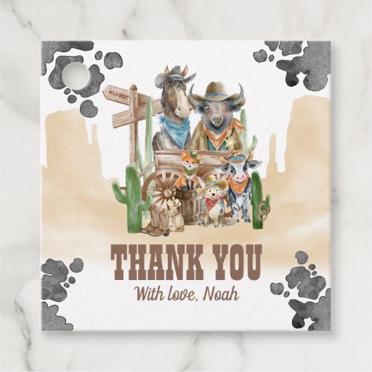 Étiquettes Cadeau First Rodeo Wild West Thank You (Devant)