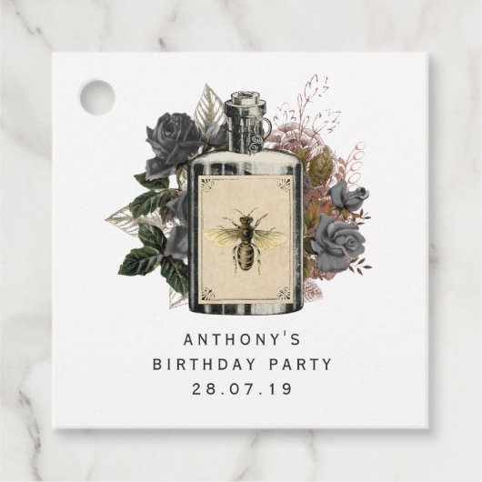Étiquettes Cadeau Flacon à potion floral gothique antique (Devant)