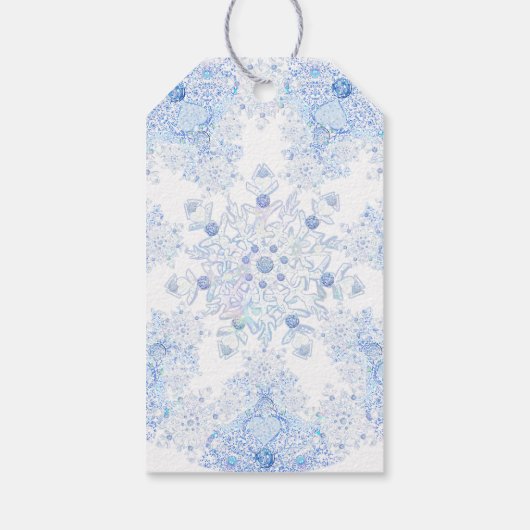 Étiquettes-cadeau Flacon de neige bleu glace (Dos)