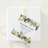 Étiquettes Cadeau Flamant rose de Merci Mariage tropical (En situation)