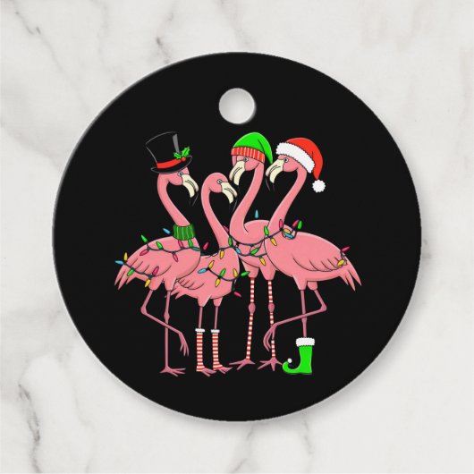 Étiquettes Cadeau Flamant rose Joyeux Noël Drôle Flamant rose Lover (Devant)