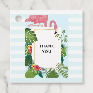 Étiquettes Cadeau Flamant rose rose mignon Tropical Thème Merci