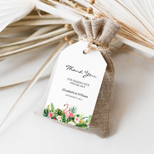 Étiquettes-cadeau Flamant rose tropical et mariage Feuille Favoriser
