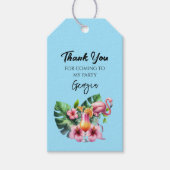 Étiquettes-cadeau Flamant rose tropical fête d'anniversaire (Devant)