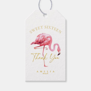 Étiquettes-cadeau Flamant rose tropical Sweet 16 Merci ID922