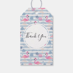 Étiquettes-cadeau Flamant rose Whimsical et Merci Motif ananas
