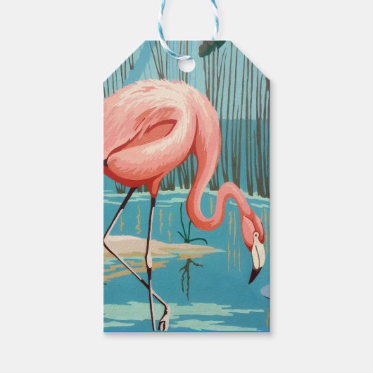 Étiquettes-cadeau Flamant Vintage (Devant)