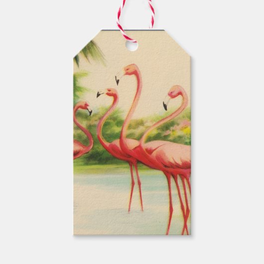Étiquettes-cadeau Flamants Rétro (Devant)