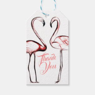 Étiquettes-cadeau Flamants Roses Peach Faveur de Fête Flamant