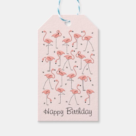 Étiquettes-cadeau Flamants roses rose joyeuse marque cadeau d'annive (Devant)