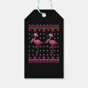 Étiquettes-cadeau Flamingo Christmas I Want A Flamingo