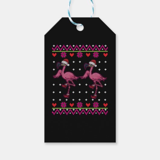 Étiquettes-cadeau Flamingo Christmas I Want A Flamingo (Devant)