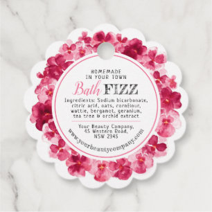 Étiquettes Cadeau Flamme de bain fait maison pansé rouge rose blanc