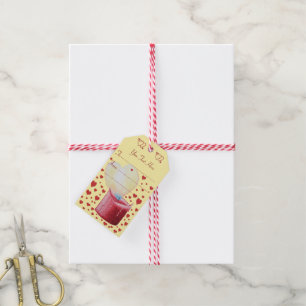 Étiquettes-cadeau flamme en forme de coeur chandelle rouge peinture