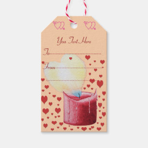 Étiquettes-cadeau flamme rouge chandelle romantique