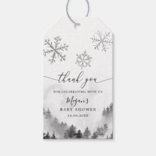 Étiquettes-cadeau Flammes de neige gris Hiver Wonderland Baby shower