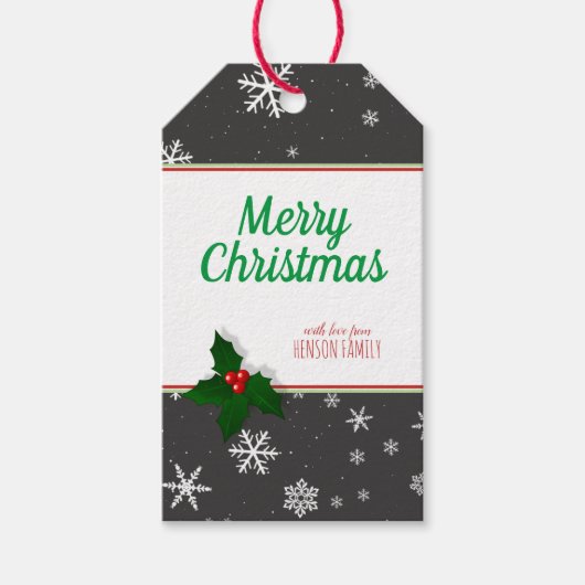 Étiquettes-cadeau Flammes de neige Holly Tree Berry (Devant)