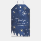 Étiquettes-cadeau Flèche de neige moderne Marine et or (Devant)