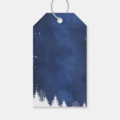 Étiquettes-cadeau Flèche de neige moderne Marine et or (Dos)