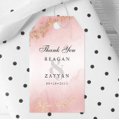 Étiquettes-cadeau Flèche or moderne Merci Mariage rose pâle