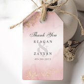 Étiquettes-cadeau Flèche or moderne Merci Mariage rose pâle