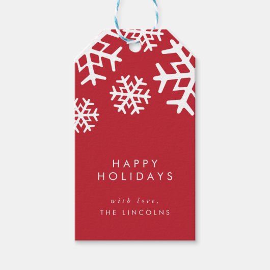 Étiquettes-cadeau Flèches rouges et blanches | Joyeuses fêtes (Devant)