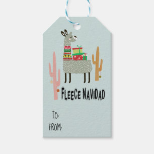 Étiquettes-cadeau Fleece Navidad Llama Noël