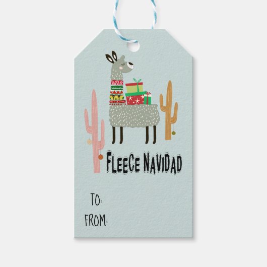 Étiquettes-cadeau Fleece Navidad Llama Noël (Devant)