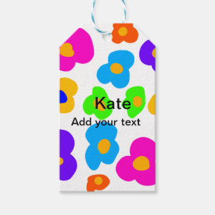 Étiquettes-cadeau Fleur arc-en-ciel fierté amour ajouter nom texte l