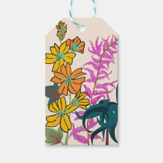 Étiquettes-cadeau Fleur Art Déco vibrante magenta et orange