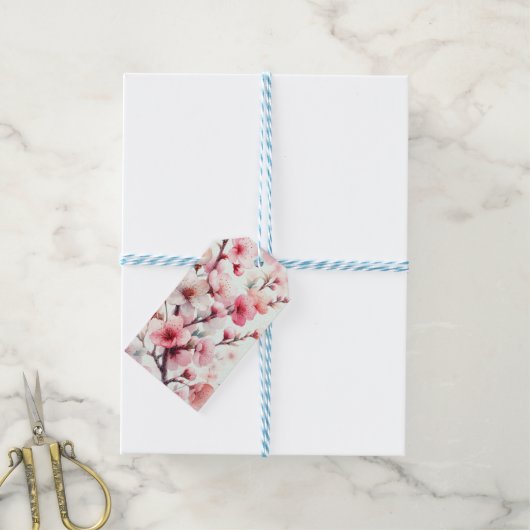 Étiquettes-cadeau Fleur de Cerisier (Avec de laficelle)