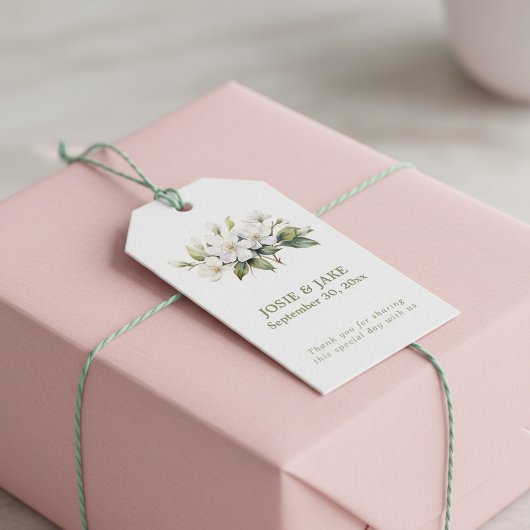 Étiquettes-cadeau Fleur de fleur de pomme blanche faveur