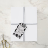 Étiquettes-cadeau Fleur de floraison gras noir et blanc (Avec de la ficelle)