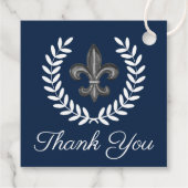 Étiquettes Cadeau Fleur de Lis & Laurels | MERCI (Dos)